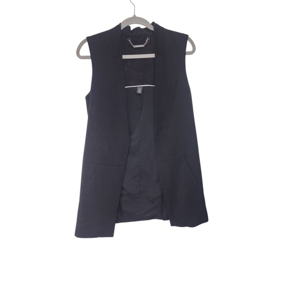 White House Black Market Black Sleeveless Open Front Vest Size 4‎ - Picture 2 of 8